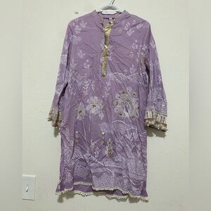 Ethnic Lavender Kurta with Gold Accents